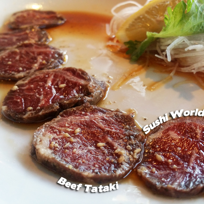 Beef Tataki Orange County OC Happy Hour All Day Mondays Tuesdays Appetizers Sushi World