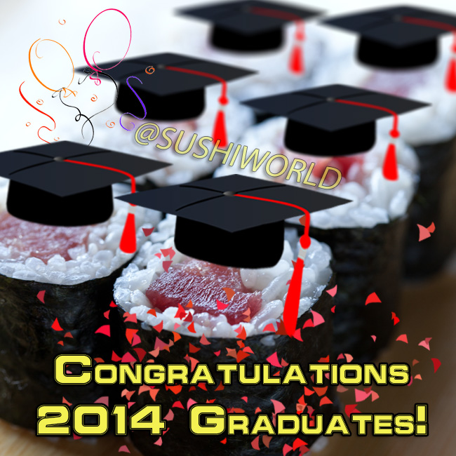 Class of 2014 Graduation Sushi Party Congratulations Tatami Room Cypress Orange County OC Sushi World