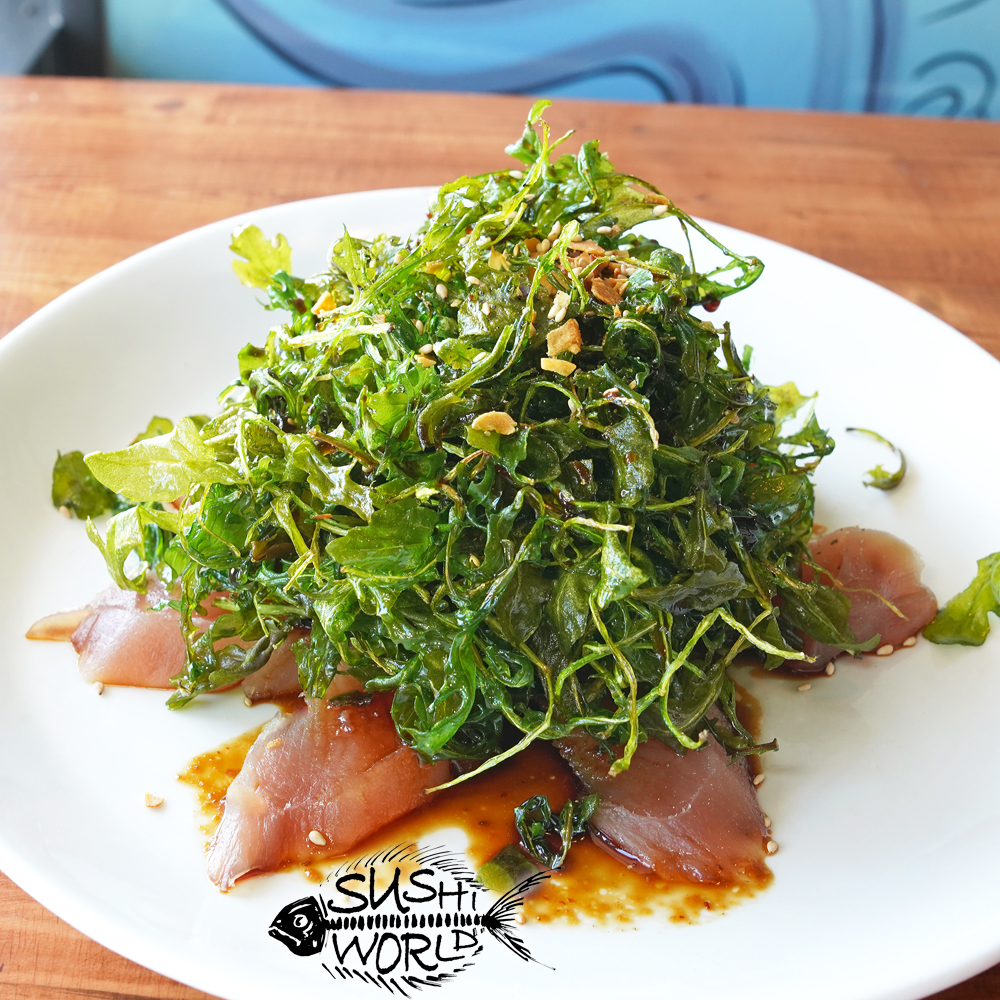 Albacore Carpaccio Christmas Tree Fried Arugula Garlic Chips Sashimi 