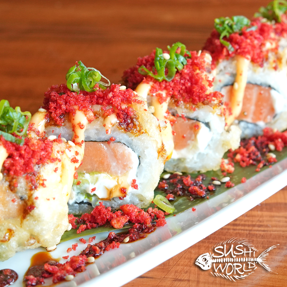 Cheetah Roll Philadelphia Salmon Cream Cheese Cheetos Sushi World OC Orange County Rolls