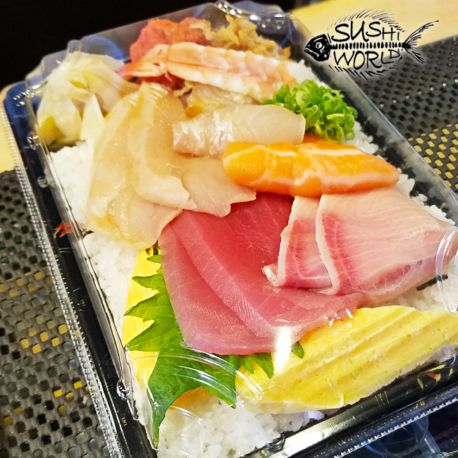 Chirashi Bowl Sushi To Go Orange County OC Sushi World Salmon Red Snapper Tuna