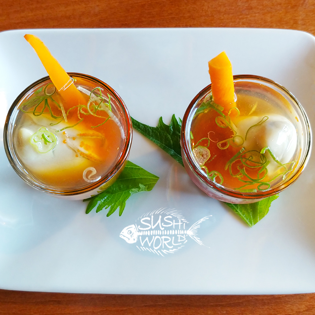 Oyster Shooter Fresh Ponzu Masago Sake Green Onions Tabasco Orange County Sushi World