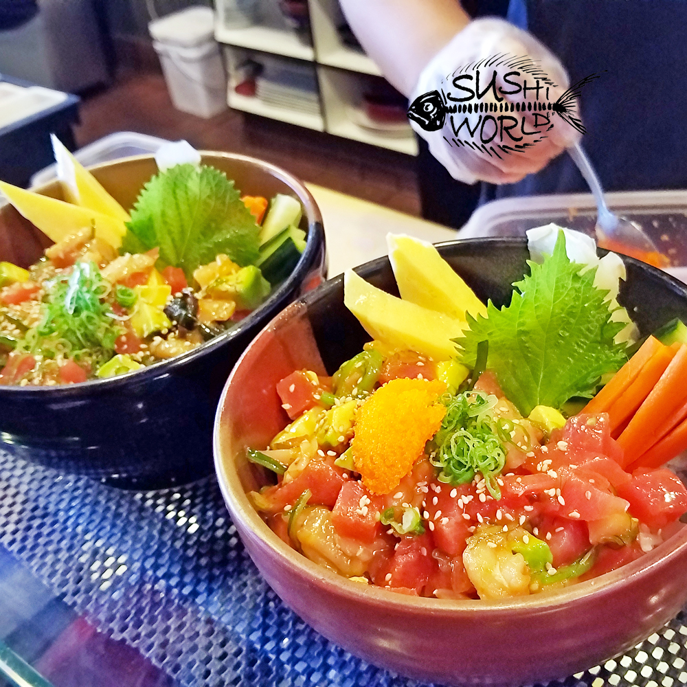 Poke Bowl Tuna Albacore Tamago Masago Orange County Sushi World OC