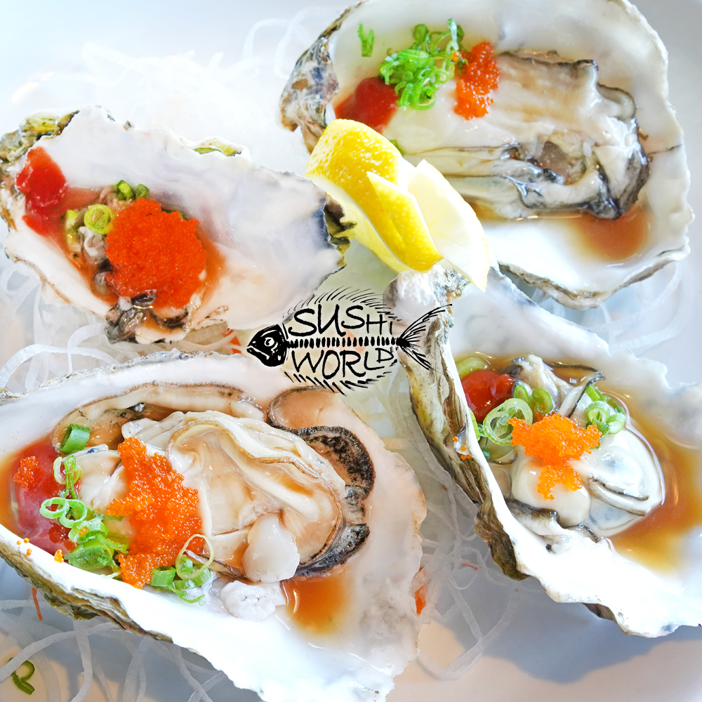 Fresh Raw Oysters Half Shell Ponzu Masago Green Onions Orange County Cypress Garden Grove