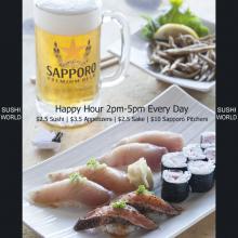 Happiest Happy Hour Orange County OC Better than Disneyland Appetizers Sapporo Sushi World