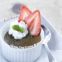 Green Tea Creme Brulee Hard Top Crack Strawberry Slices Orange County OC Sushi World