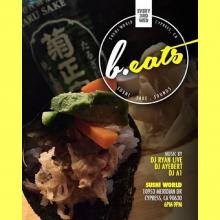 b.eats DJ Ryan Live Ayebert A1 Smoked Albacore Handroll Sake Sushi World Orange County OC