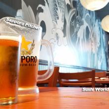 Sapporo Pitchers Happy Hour All Day Mondays Tuesdays Best in OC Orange County Sushi World