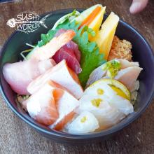 Orange county's best chirashi bowl sushi world cypress tuna albacore yellowtail salmon 