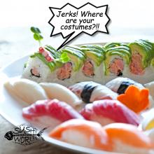 Caterpillar Roll Jerks Costumes Halloween Tuna Red Snapper Tako Salmon Cypress OC Orange County Sushi World