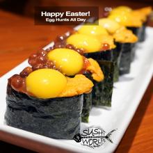 Easter Egg Hunt Uni Quail Egg Yolk Ikura Salmon Roe Orange County OC Sushi World