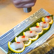 Jumbo Scallop Sashimi Salt Orange County OC Sushi World Yummy Bar Specials Board