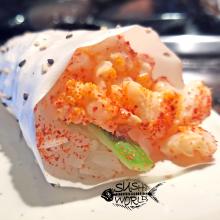 Spicy Scallop Hand Roll Cone Seaweed Cucumber Soy Paper Orange County OC Sushi World