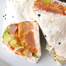 Sushi Burrito Snow Crab Mix No Rice Tuna Salmon Albacore Masago Red Onions 