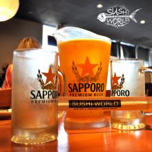 OC Sapporo Pitcher Japanese Beer Best Happy Hour Orange County Sushi World